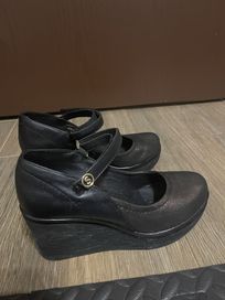 Дамски обувки на платформа, естествена кожа