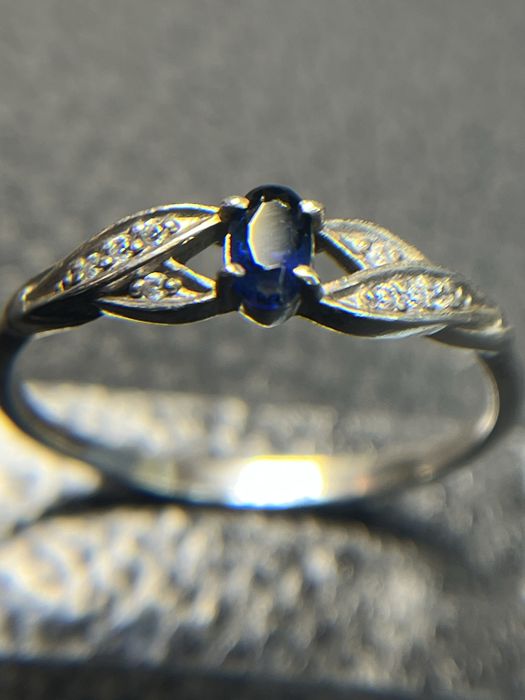 Сребърен пръстен естествен син САПФИР  камък 925 silver