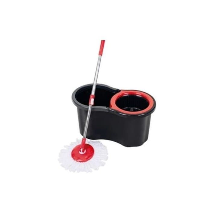 Set mop rotativ si galeata cu stoarcere automata, Nova Home, Negru, 14