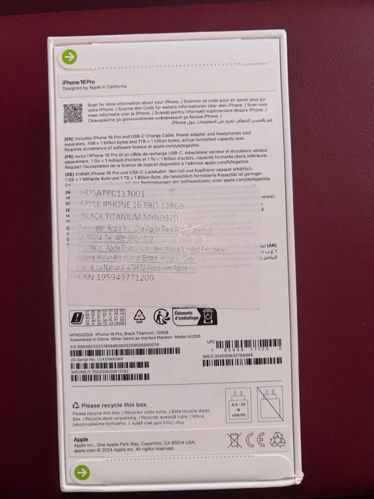 Iphone 16 PRO 128GB Black Titanium