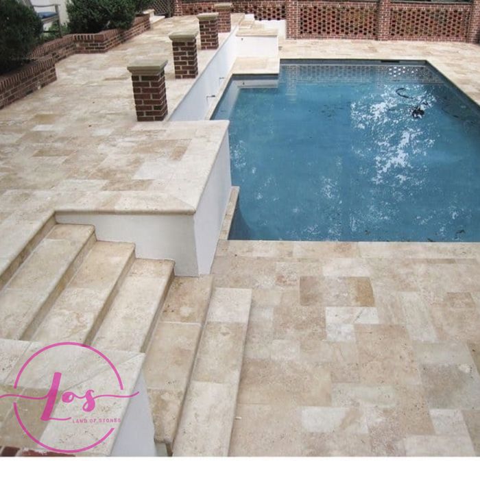 Bordura piscina/trepte travertin grosime 3 cm,prelucrate