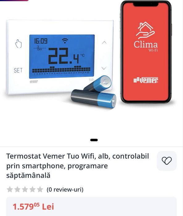 Termostat Vemer Tuo Wifi, alb