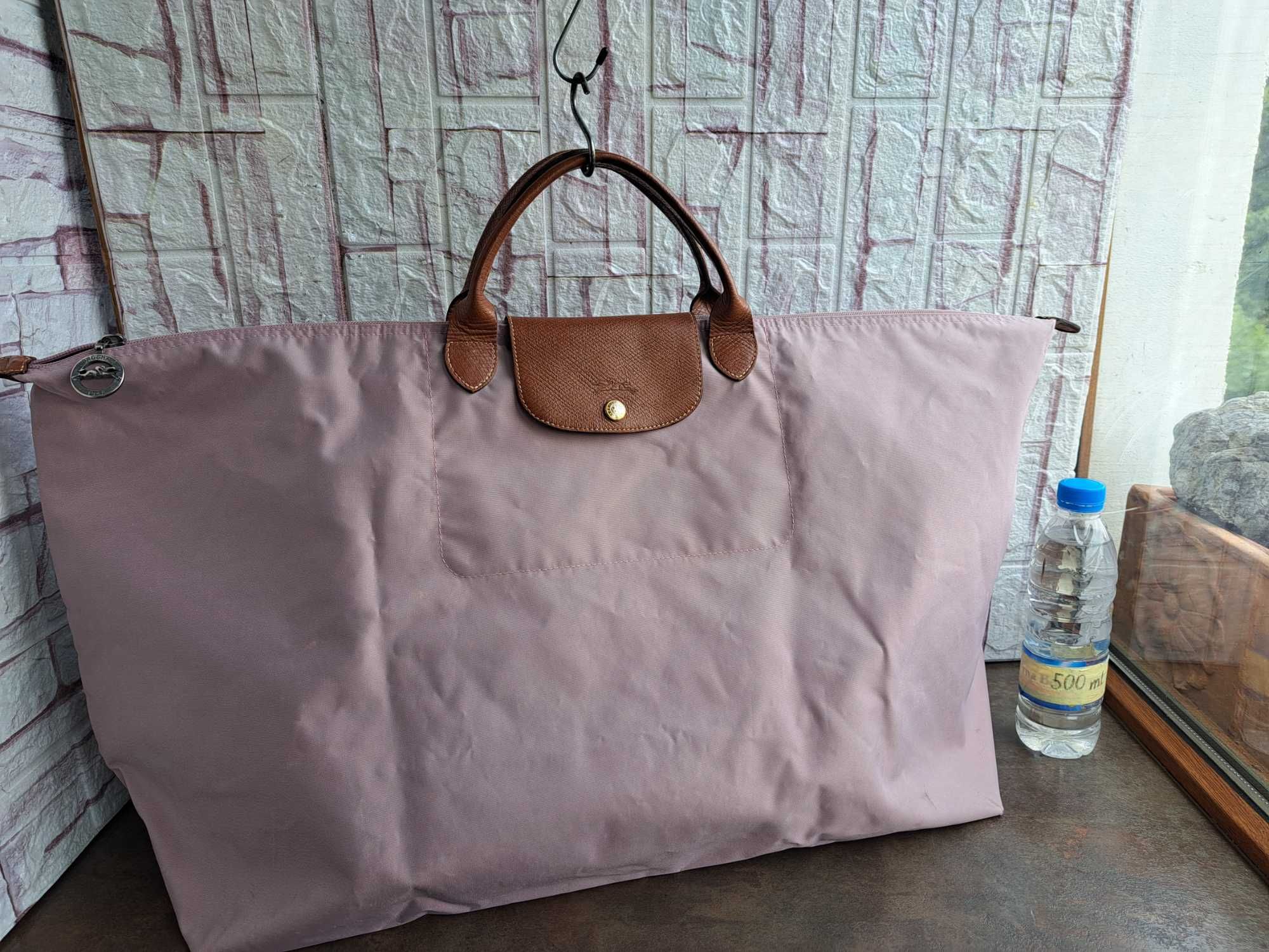 дамска чанта,голяма розова торба Longchamp,пътна чанта