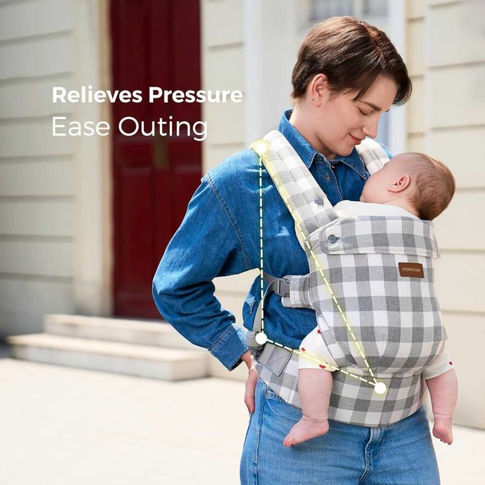 Бебешко кенгуру Momcozy от естествен памучен лен, шахматна дъска