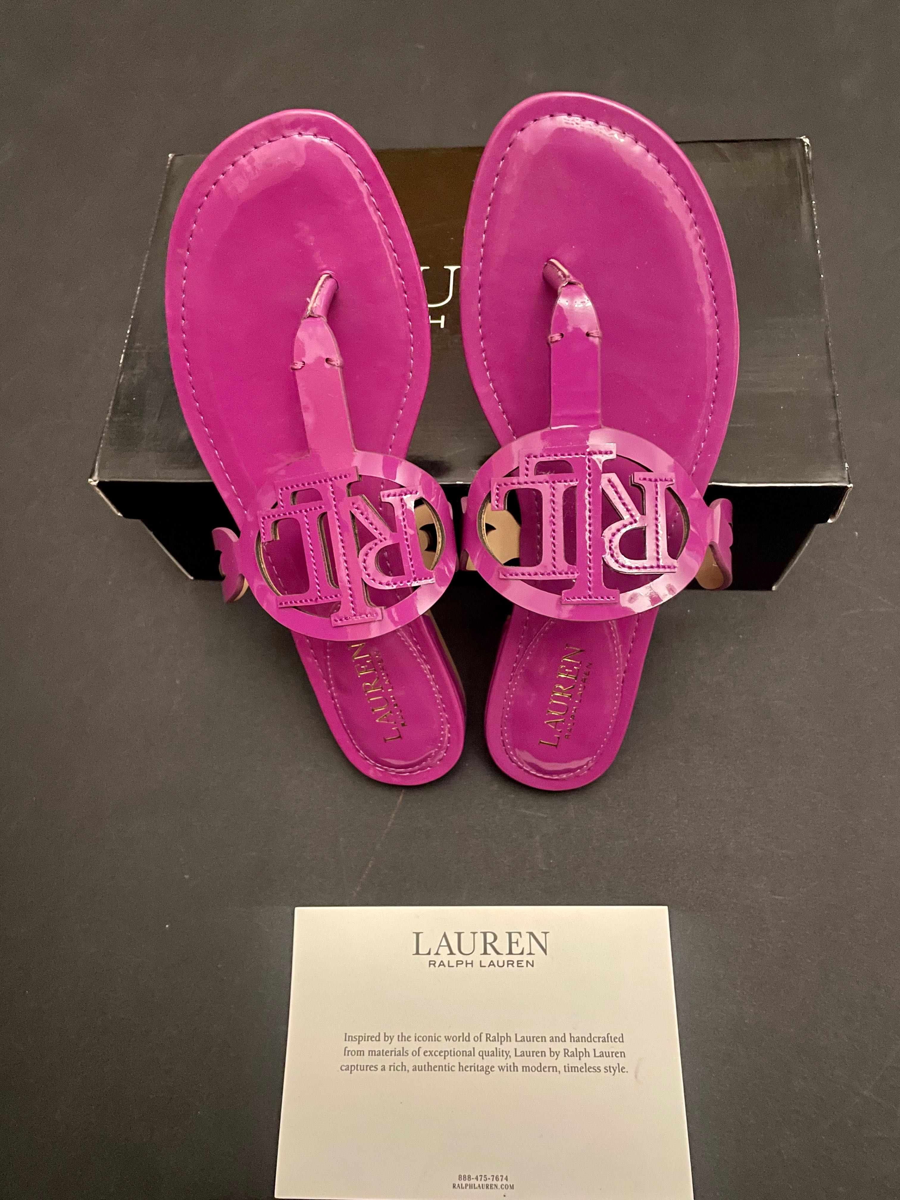 Sandale Ralph Lauren piele naturala lac roz fucsia 8.5 / 39 de dama