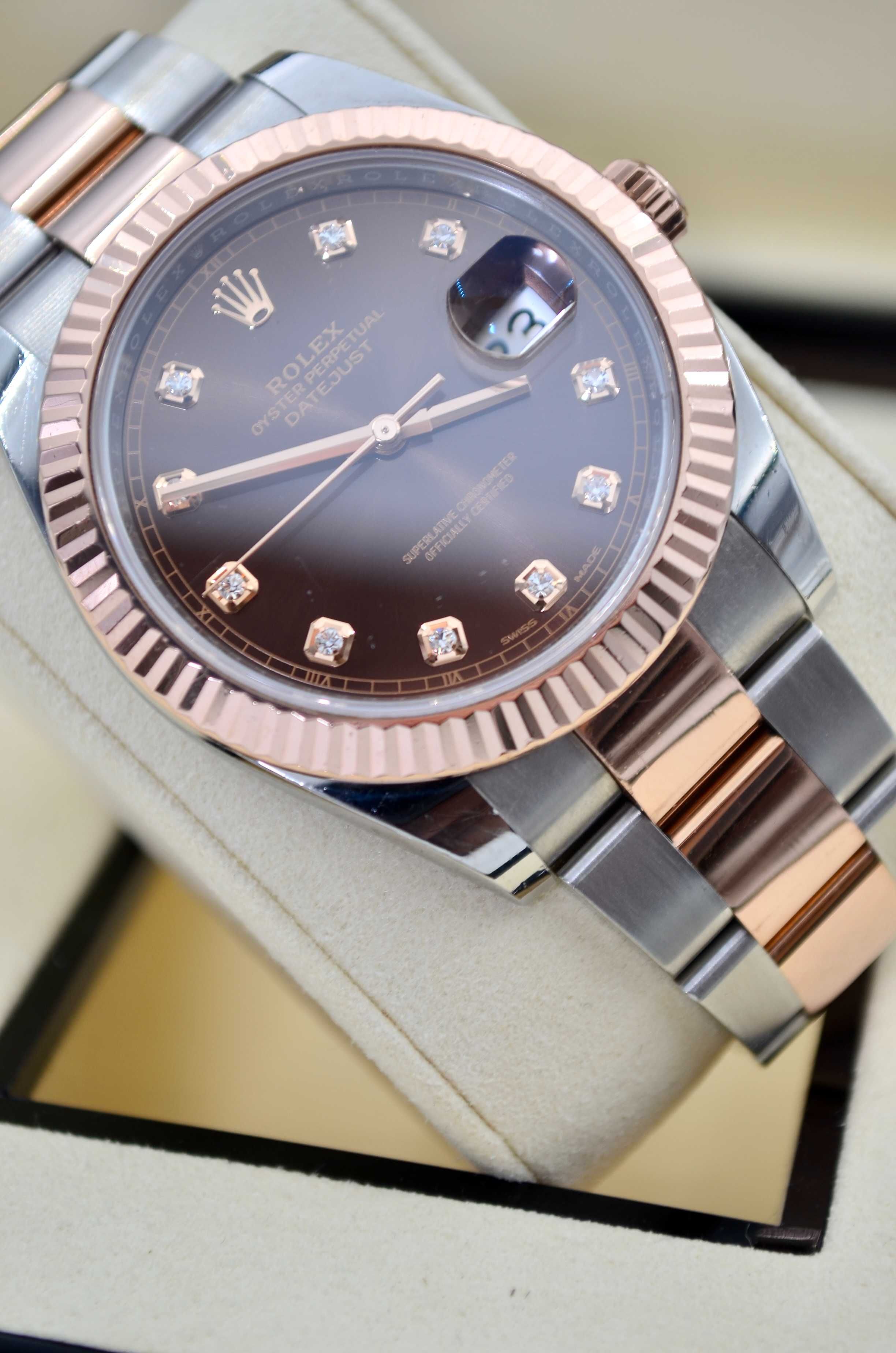 Ceas Rolex Datejust 41 Gold&Steel Chocolate Diamond Dial Ref 126331