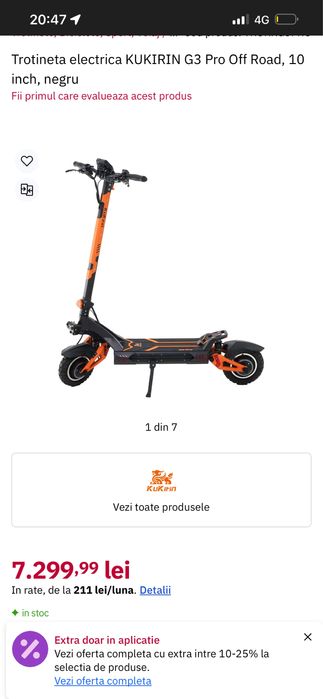 De vânzare Trotineta electrica KUKIRIN G3 Pro este ca si noua 75km