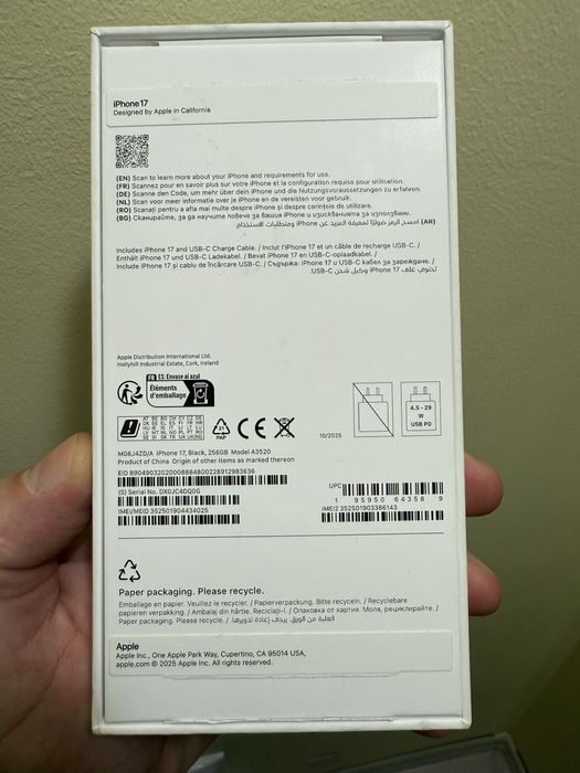 iPhone 17, Black, 256GB , Neactivat