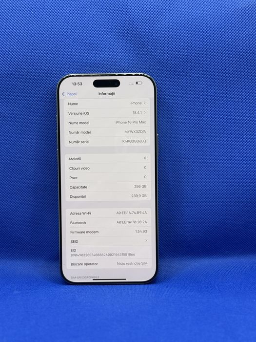 iPhone 16 Pro Max Preț 5000 lei fix