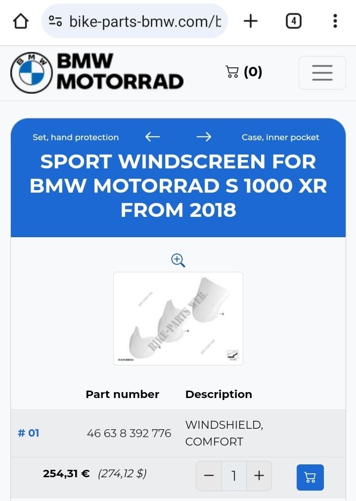 BMW S1000XR Comfort слюда (OEM)