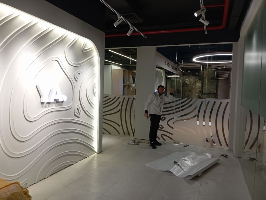 матовая пленки оракал туманка тонировка офис ва здания ойналарига