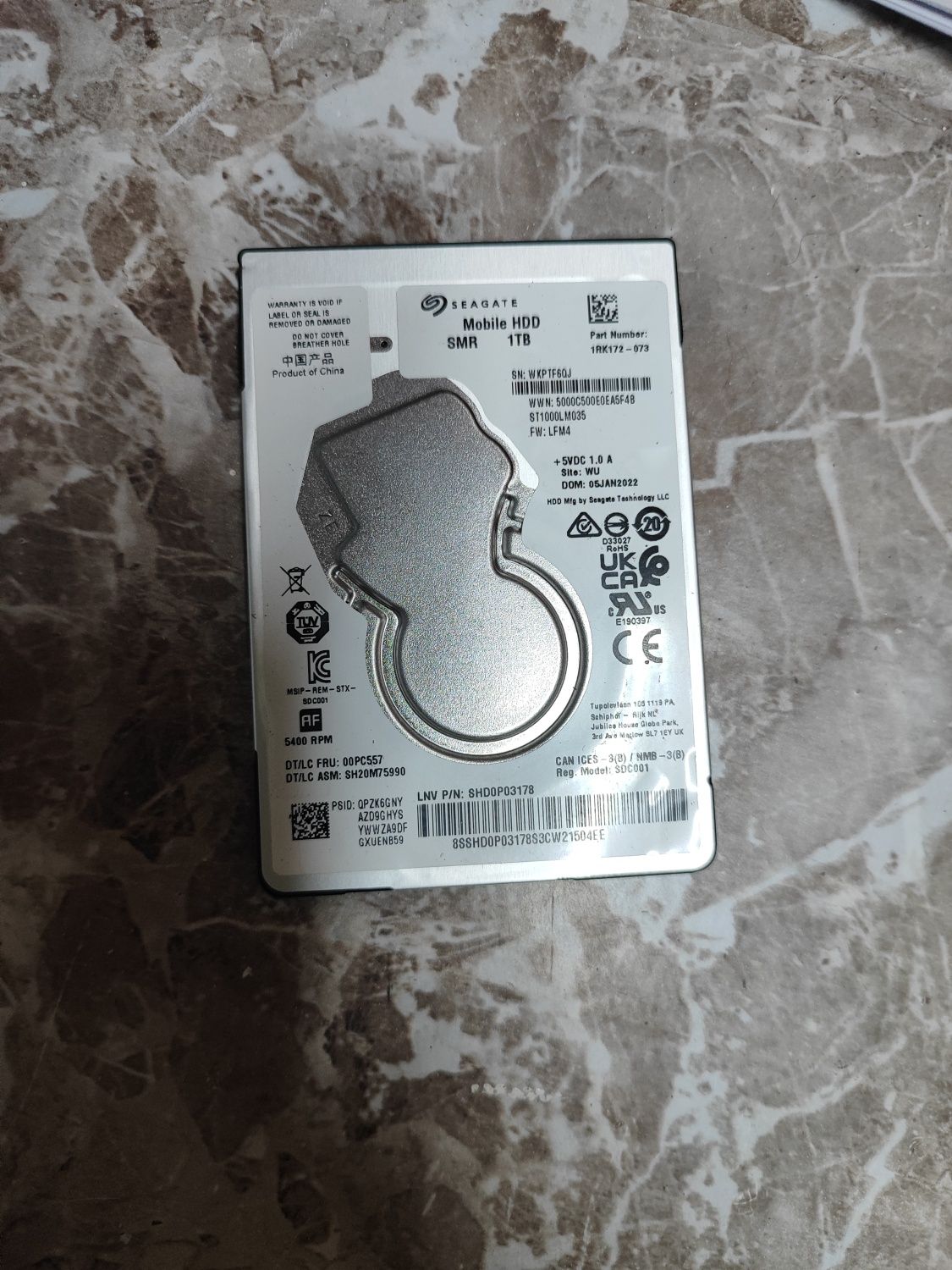 HDD, Seagate, 1tb, 2.5 sata