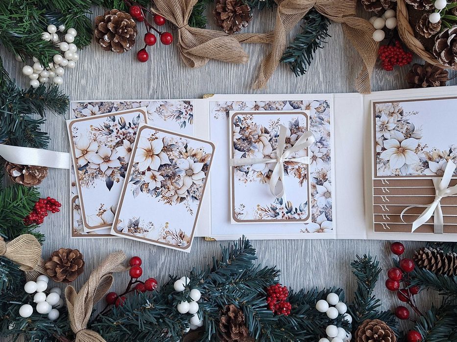 Коледен албум "Зимна приказка" в бяло, ръчна изработка /53.48
