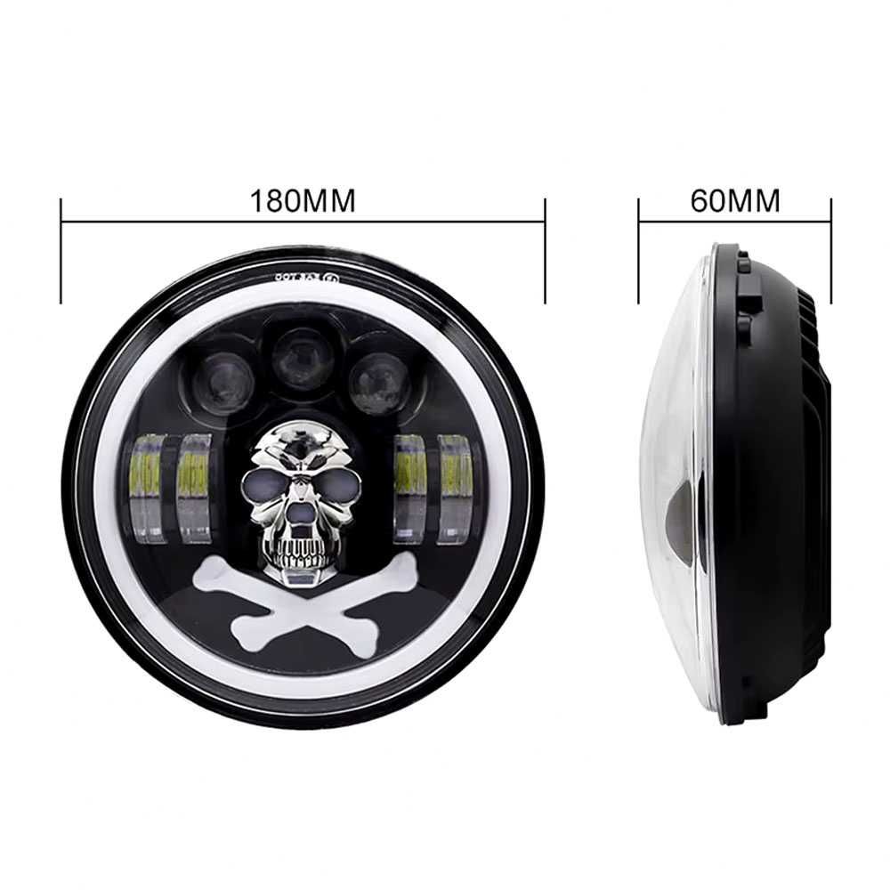 Модел RGB Skull 200W 7 Инчови Диодни Фарове за Lada Niva Jeep Wrangler