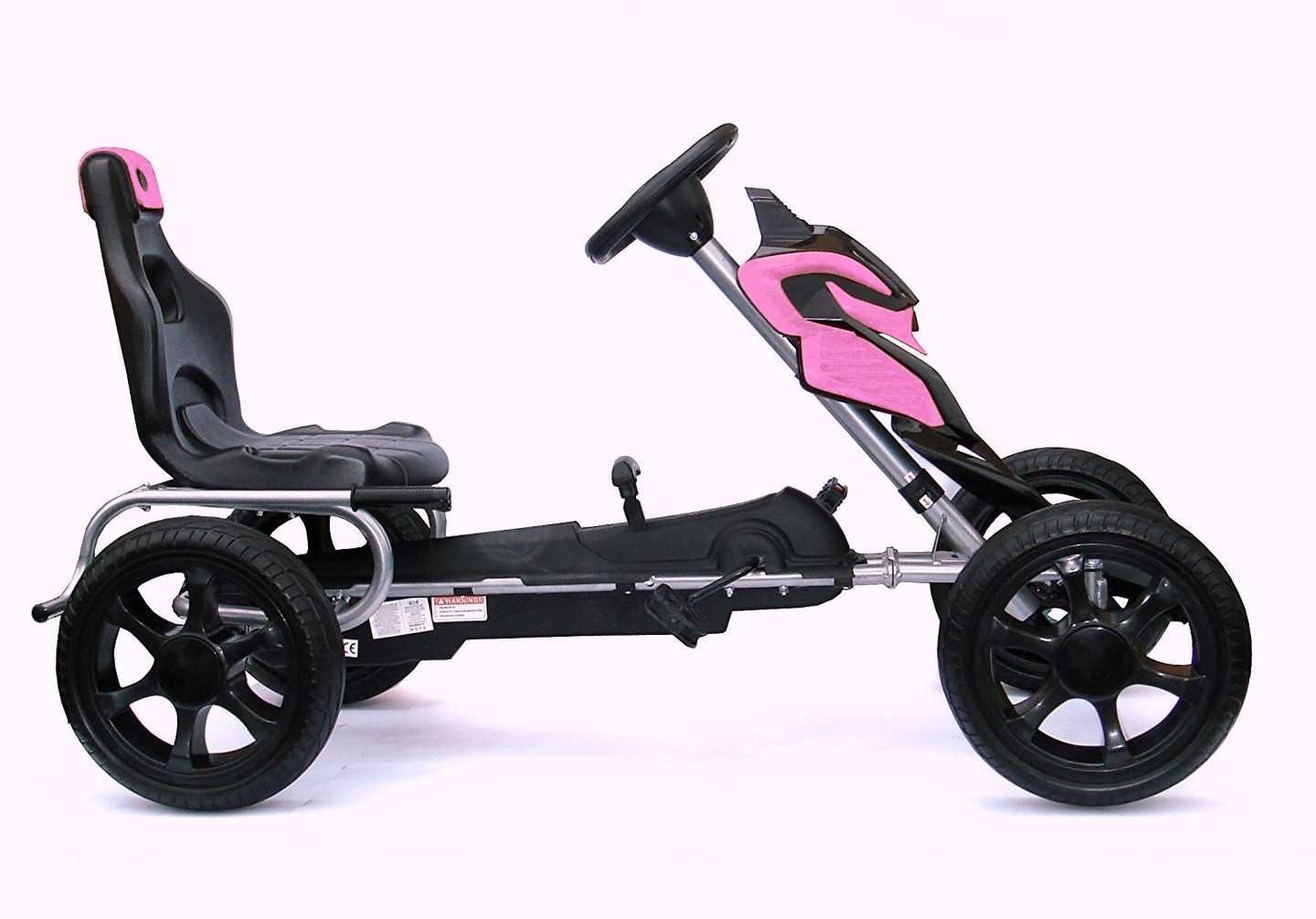 GO Kart cu pedale, Kinderauto Thunder cu roti EVA, culoare roz