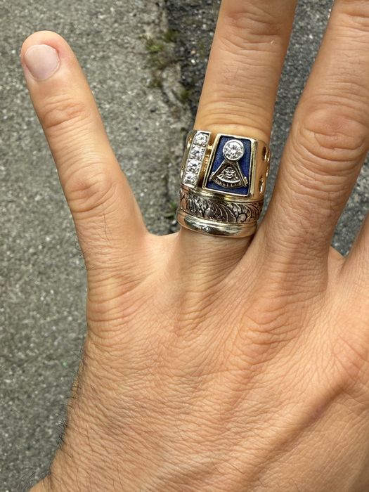 Inel Aur 14k - Masonic - Colegiu - Diamante !