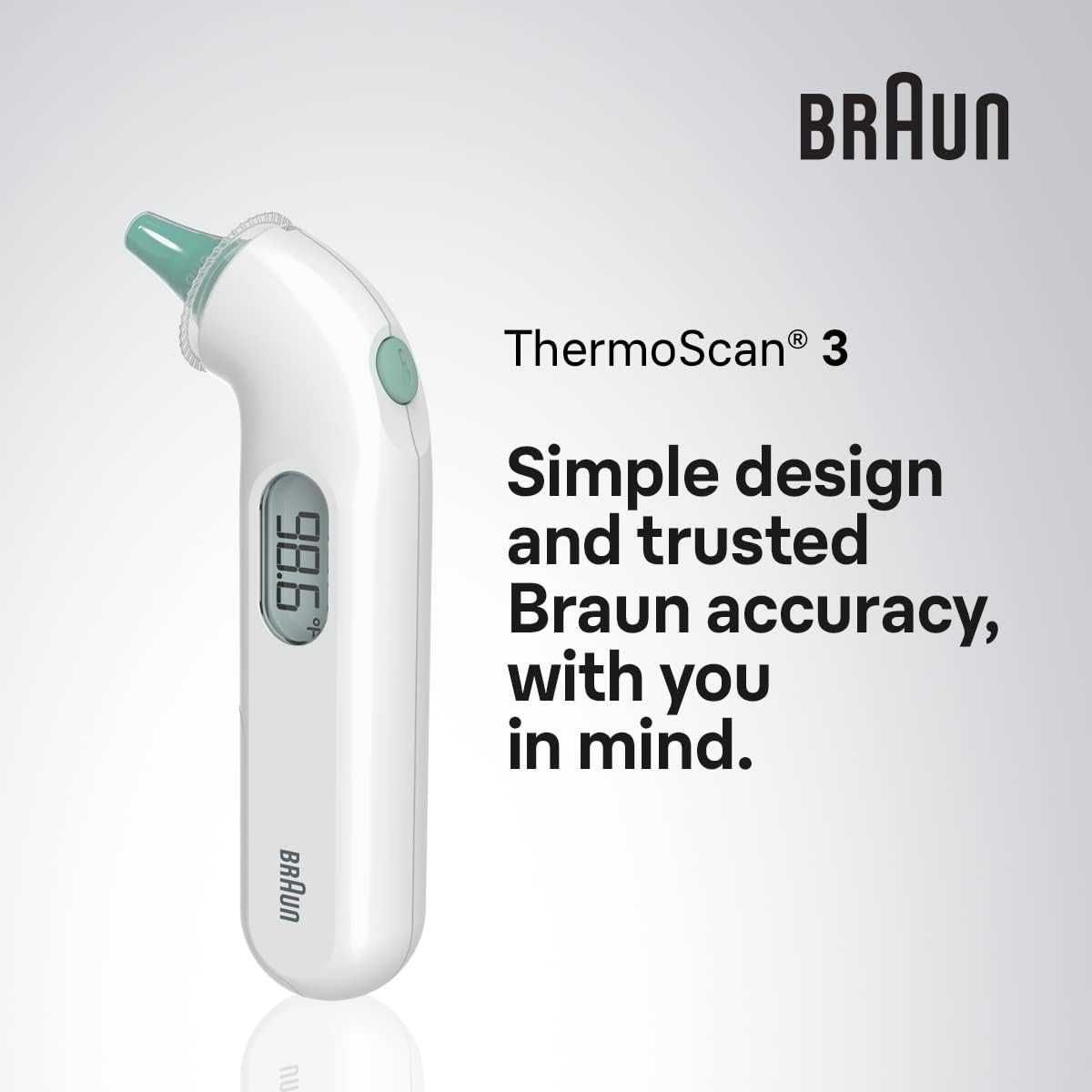 Термометър за ухо Braun,звуков сигнал за температура, цифров дисплей