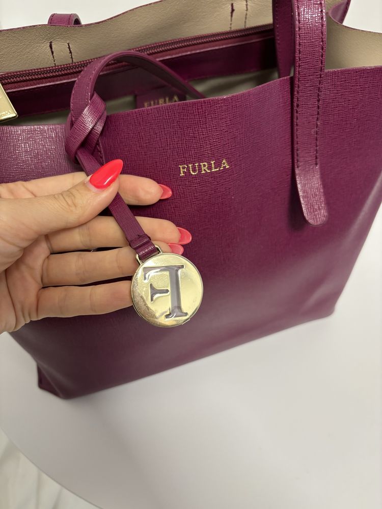 Чанта Furla бордо/ лилаво