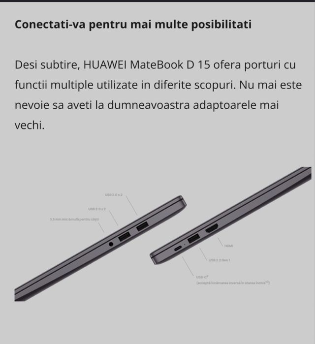 Vand laptop HUAWEI Matebook D15 cu procesor AMD Ryzen 5 5500U