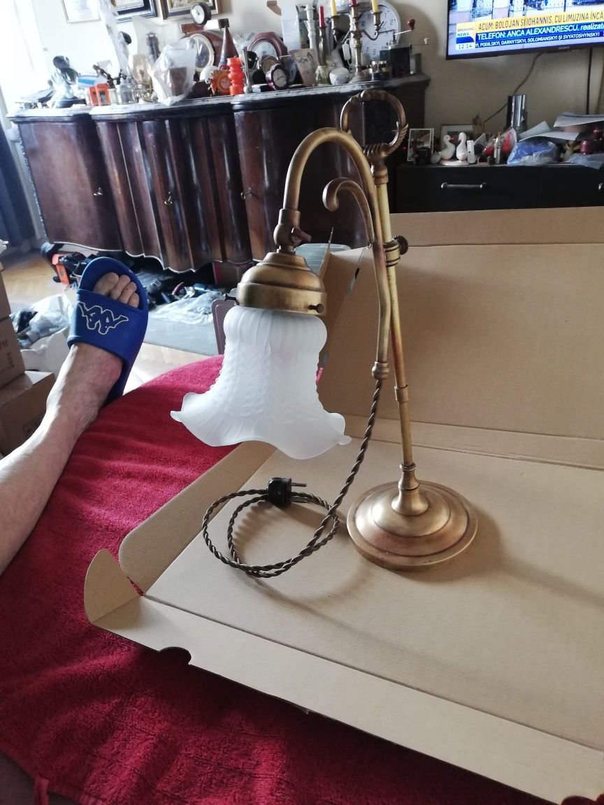 Lampă veche de birou din alama