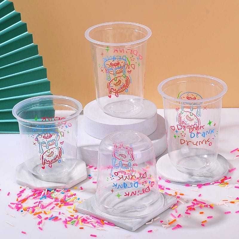 Стаканы 0,5 U Образные для Bubble tea Бабл ти, Стаканы с логотипом