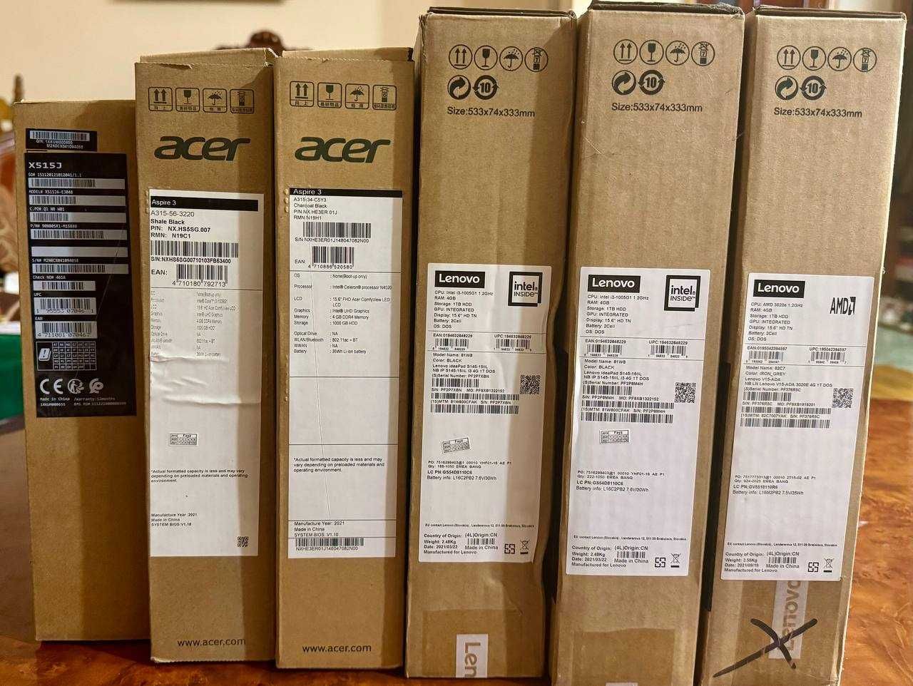 Коробки от Ноутбуков Acer/Lenovo/ASUS