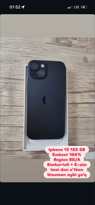 Iphone 15 Black 128 GB Srochno Sotiladi !!!