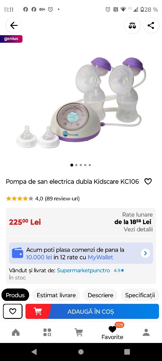 Pompa de san dubla electrica KidsCare