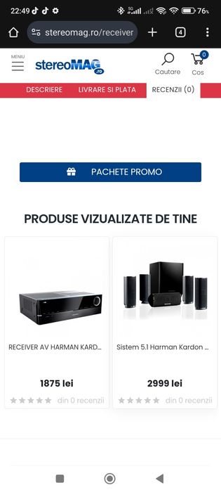 Sistem 5.1 Harman Kardon HKTS 16 cu amplificator AVR 151S cu HDMI ARC.