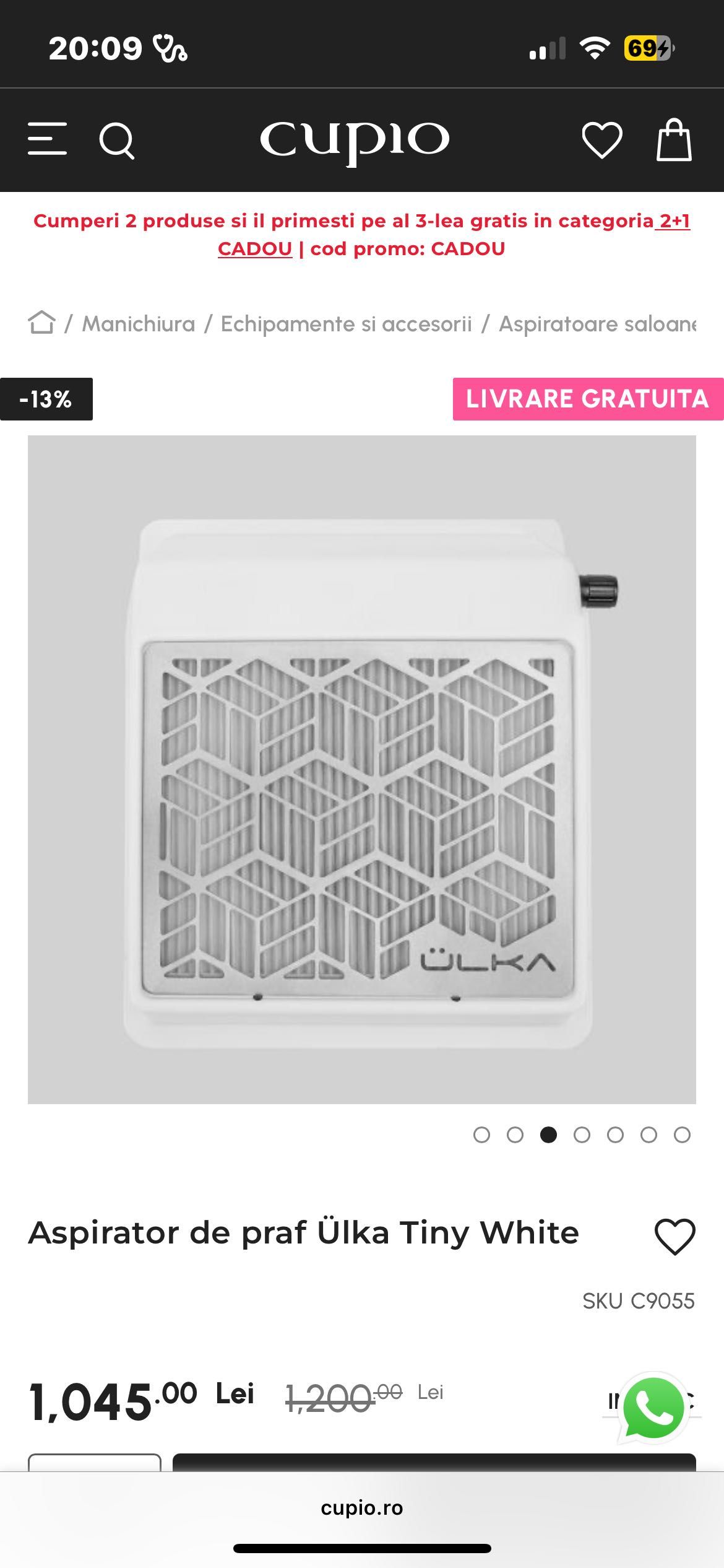 Aspirator manichiură  ulka tiny alb