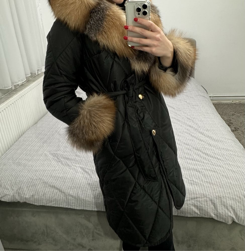 Geaca parka blana naturala