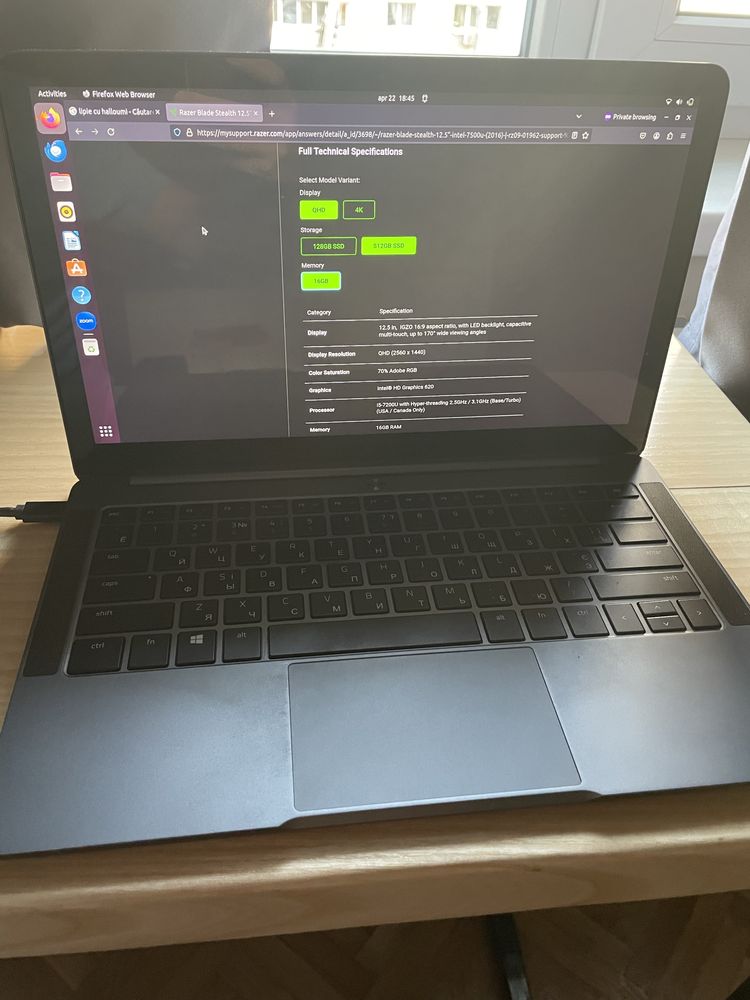 Razer Blade Stealth 12.5 I7, 16GB RAM, 512SSD