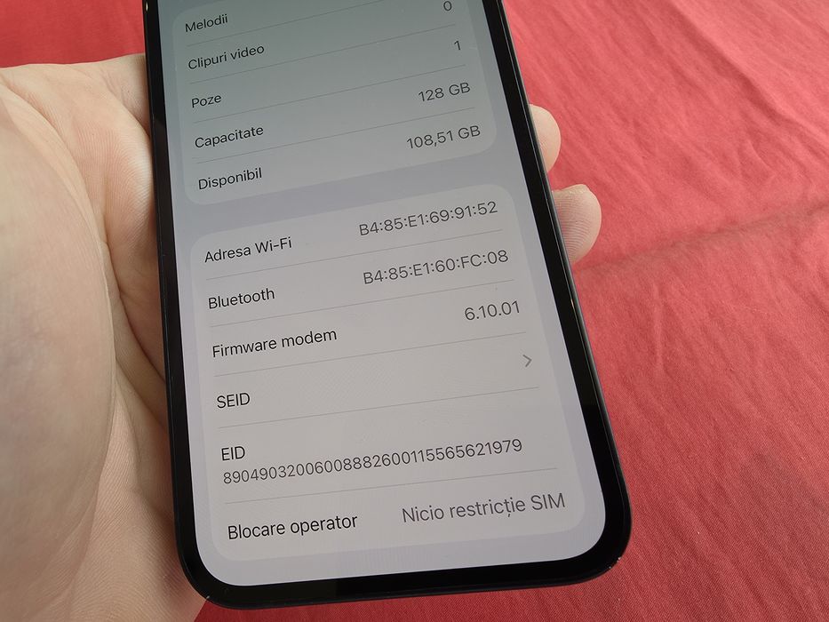 -Iphone 12Mini, 128Gb, 4Ram, bat: 95%, Negru, stare foarte buna, doar