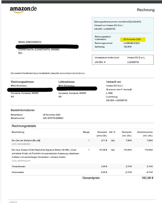 eBook Reader Amazon Kindle Paperwhite Signature Edition, model 2024