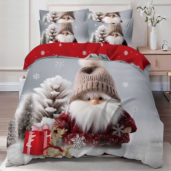 Двулицево коледно спално бельо (Реално изображение), 6 части