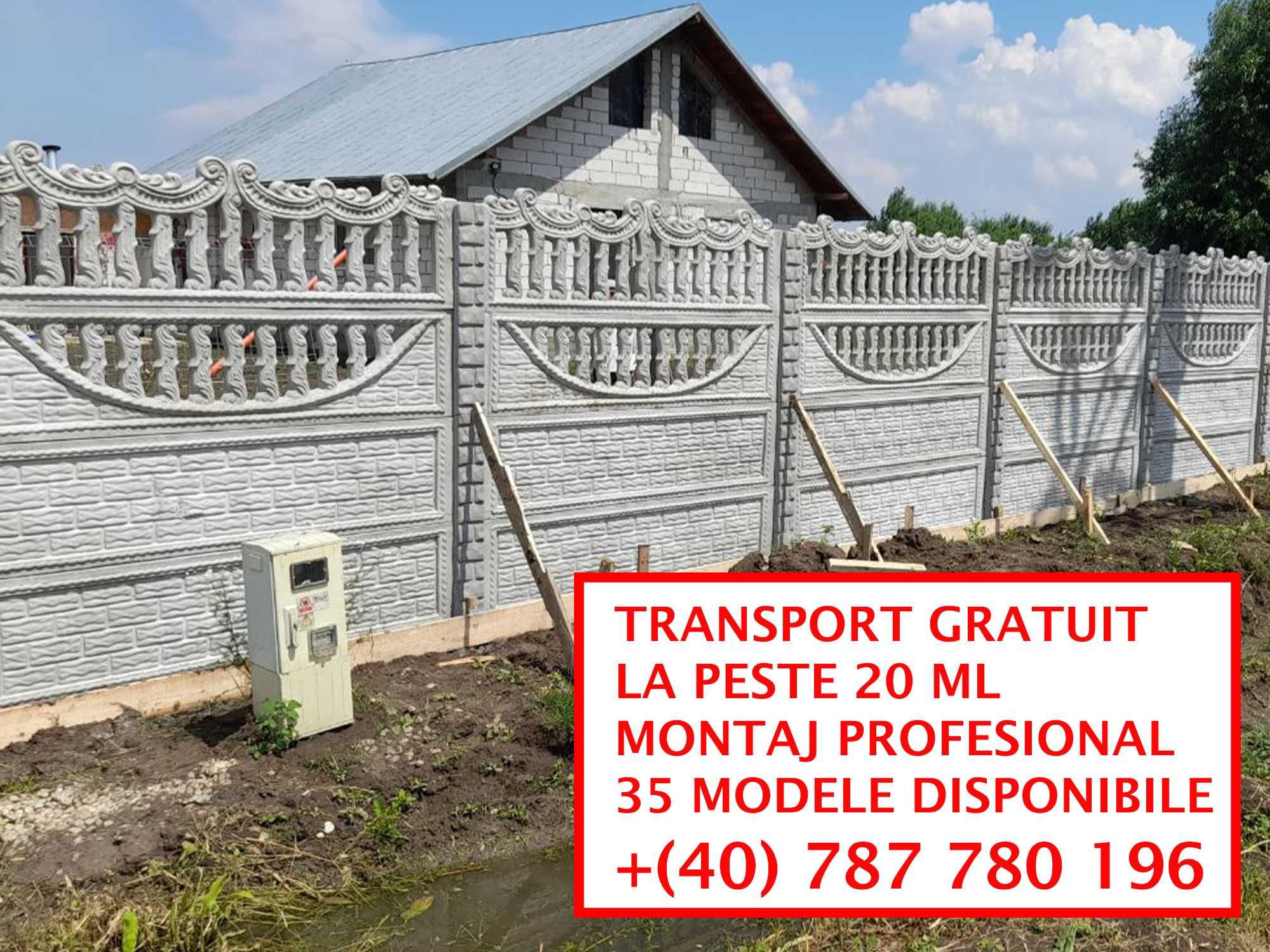 Gard din beton/35 Modele/Montaj/Transport GRATUIT la 20m+/Toata tara