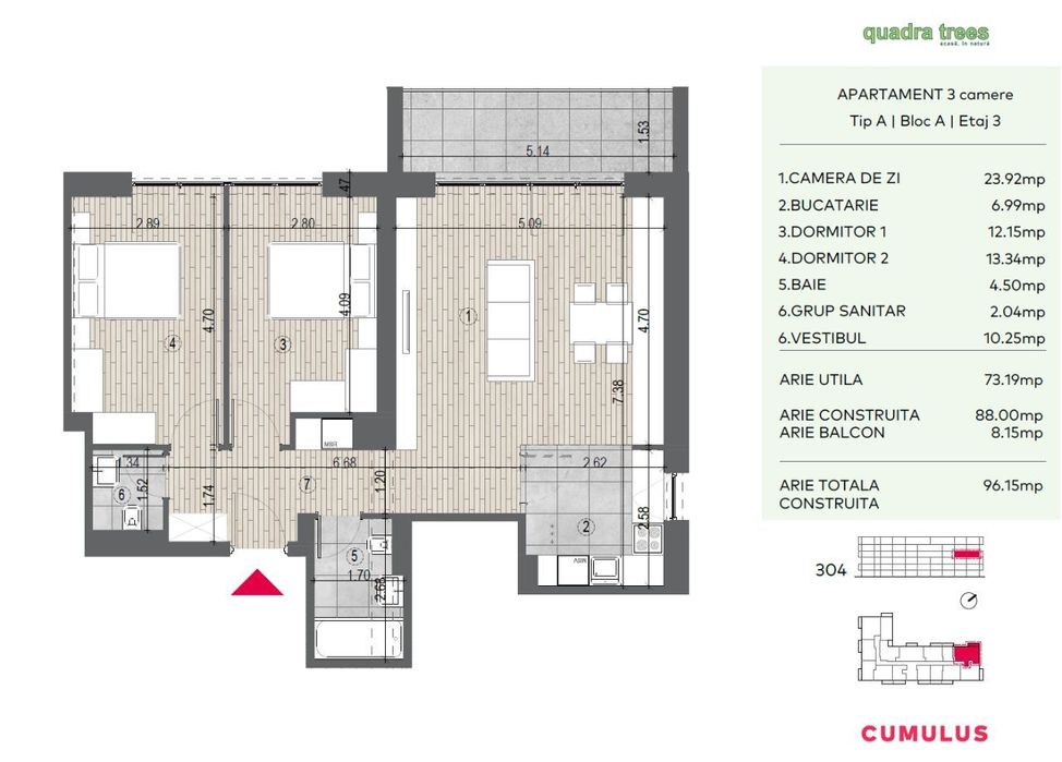 Vânzare apartament 3 camere, etaj 3 / Direct Dezvoltator. Comision 0!