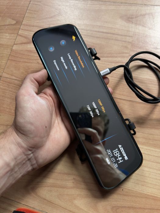 Mirror dash cam 2.5K + rear camera 1080P AZDOME 11.8 inch touchscreen