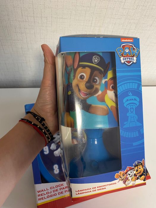 Комплект Пес Петрул - стенен часовник и настолна лампа, Paw Patrol