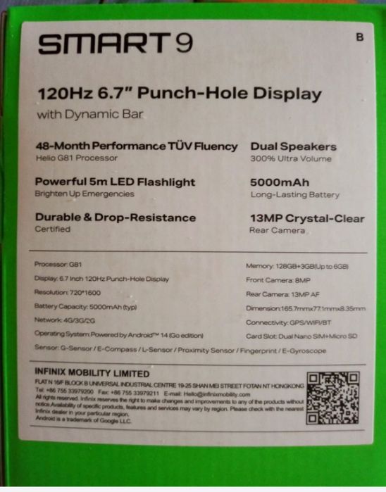 Infinix mart 9 6/ 128
