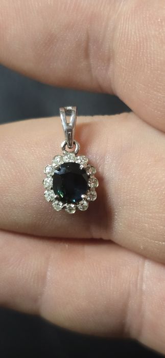 Pandant aur 18 k safir si diamante naturale