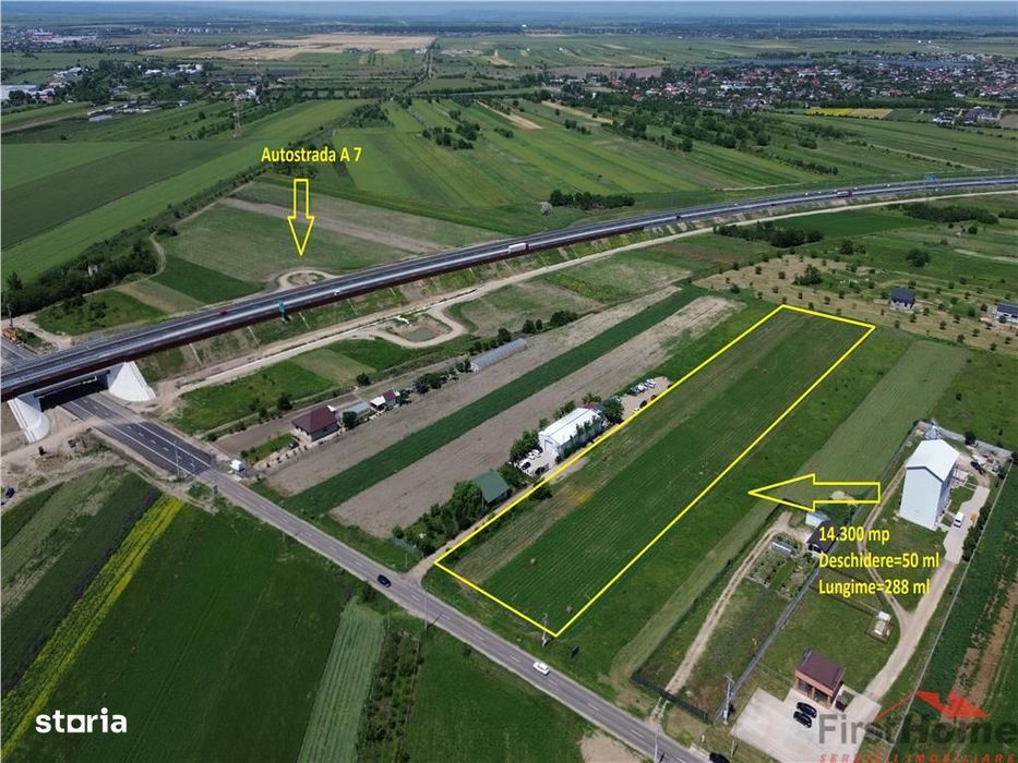 Teren 14.300 mp, D=50 ml, langa nod autrostrada A7