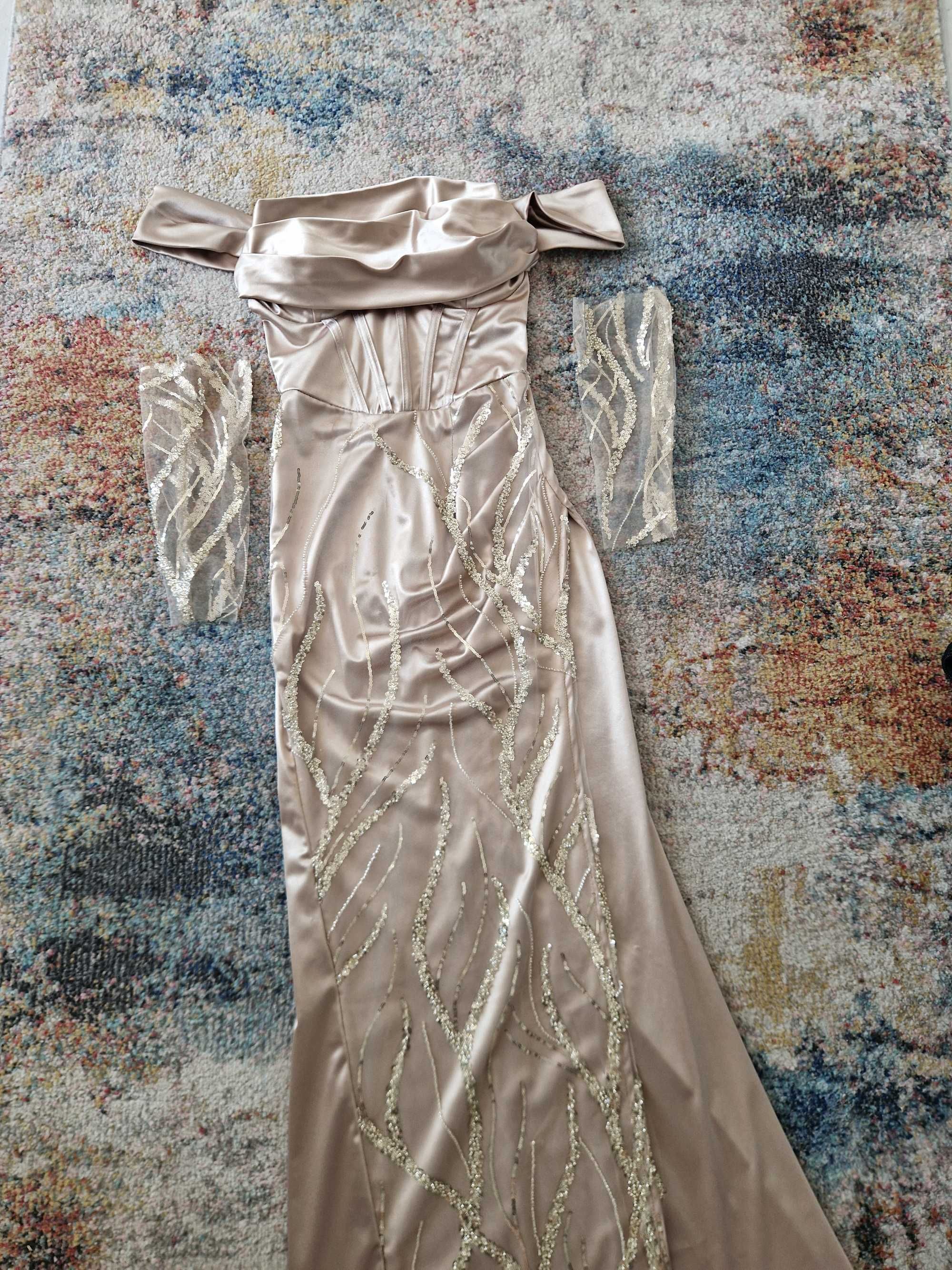Rochie de ocazie crem cu pietre