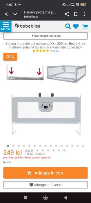 Vând bariera protecție pat