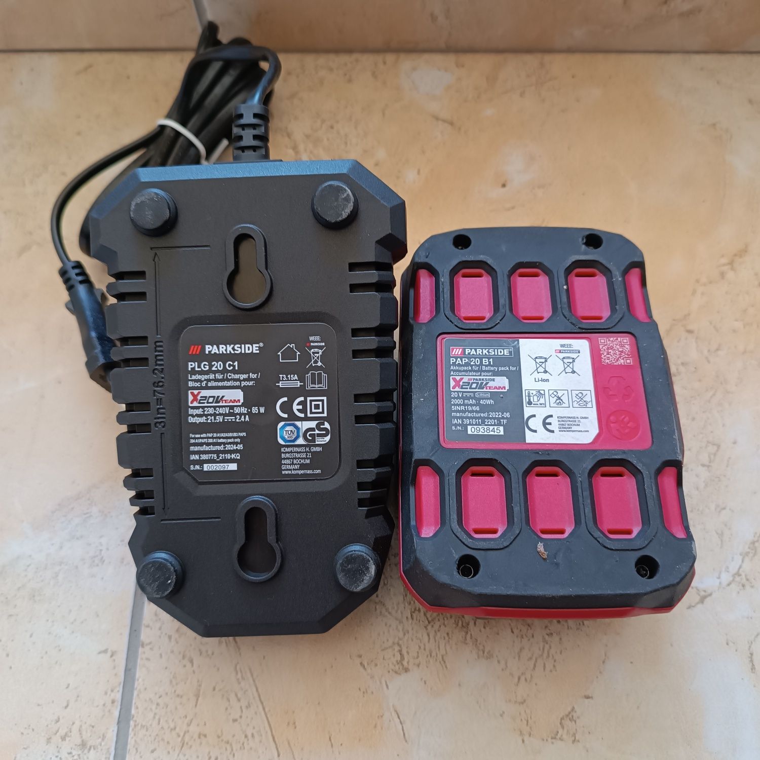 20V-2 и 4 Ah/Комплект Батерия Parkside/Парксайд