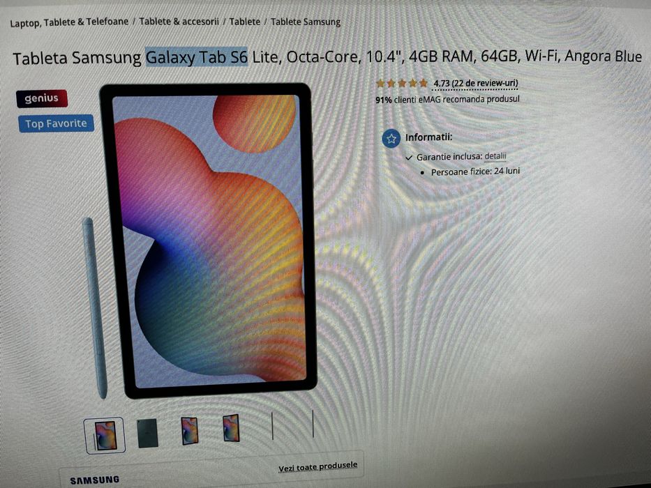 Tableta samsung galaxy tab s6 lite octacore 10.4” 4gb ram, 64 gb