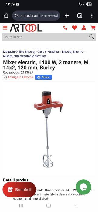 Mixer mortar Burley  1400 W