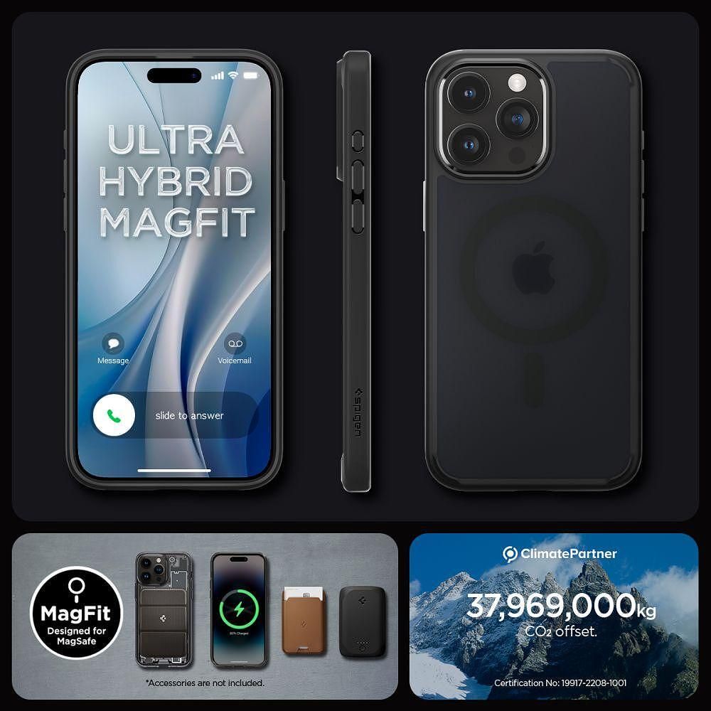 Spigen ultra hybrid за iphone 15 pro max frost black