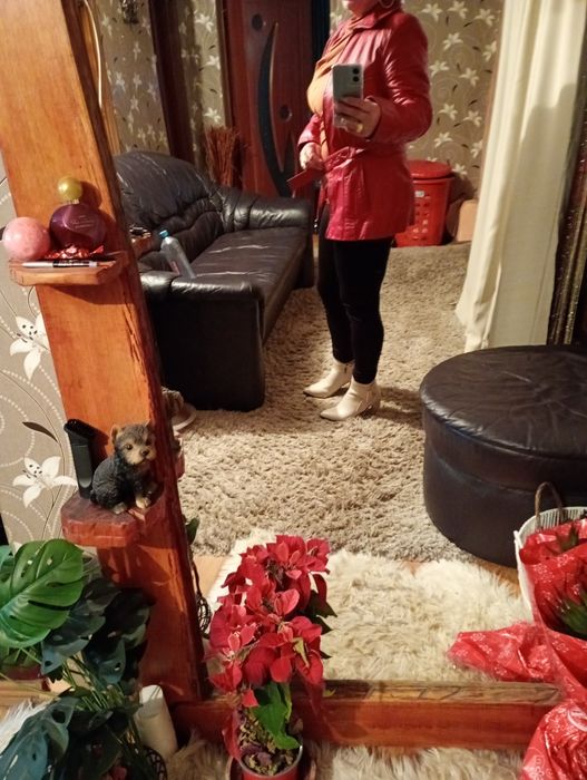 Geaca de piele naturala culoare roșu mărimea L, xl