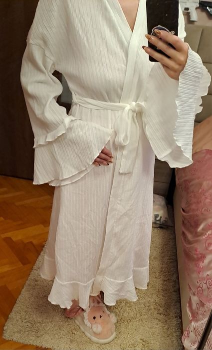 Halat de casă alb superb halat de toamnă